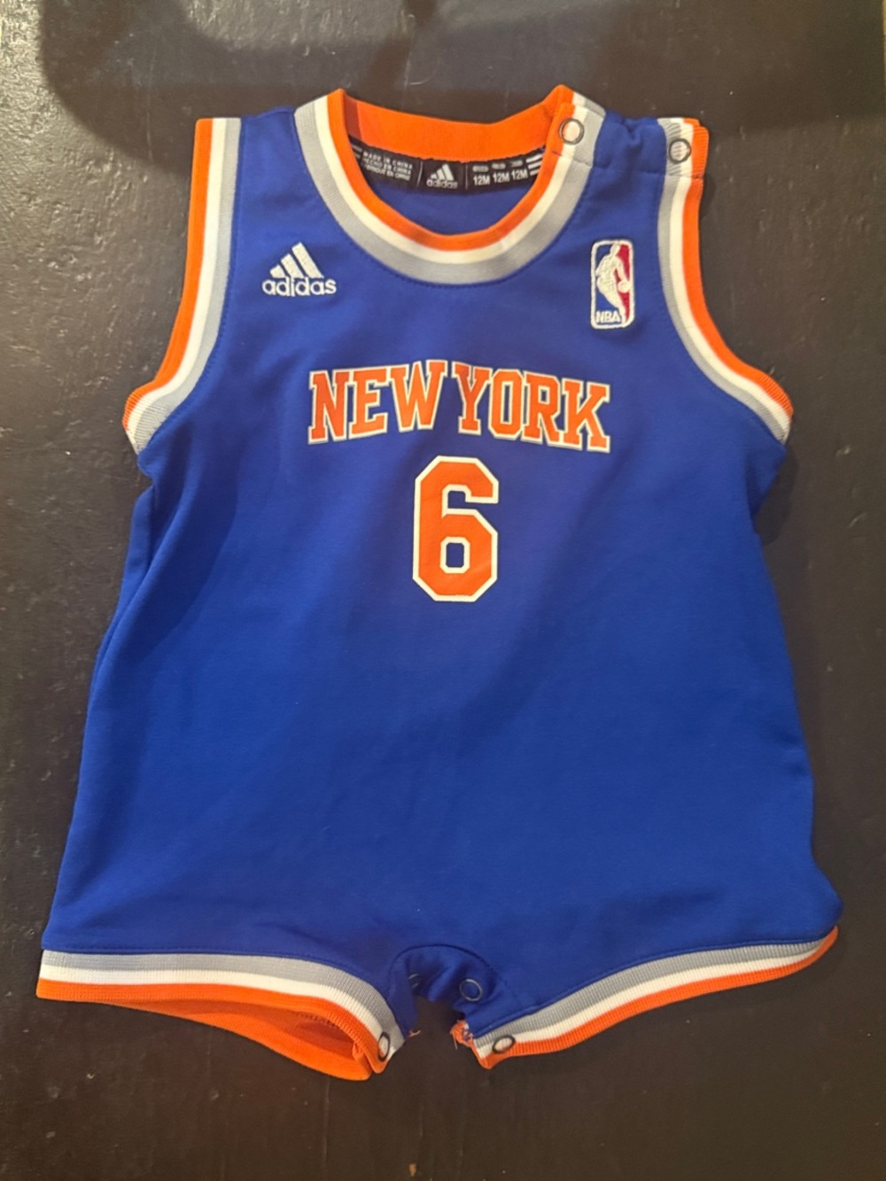 adidas Royal Blue and Orange New York Knicks Basketball Romper - Size 12months